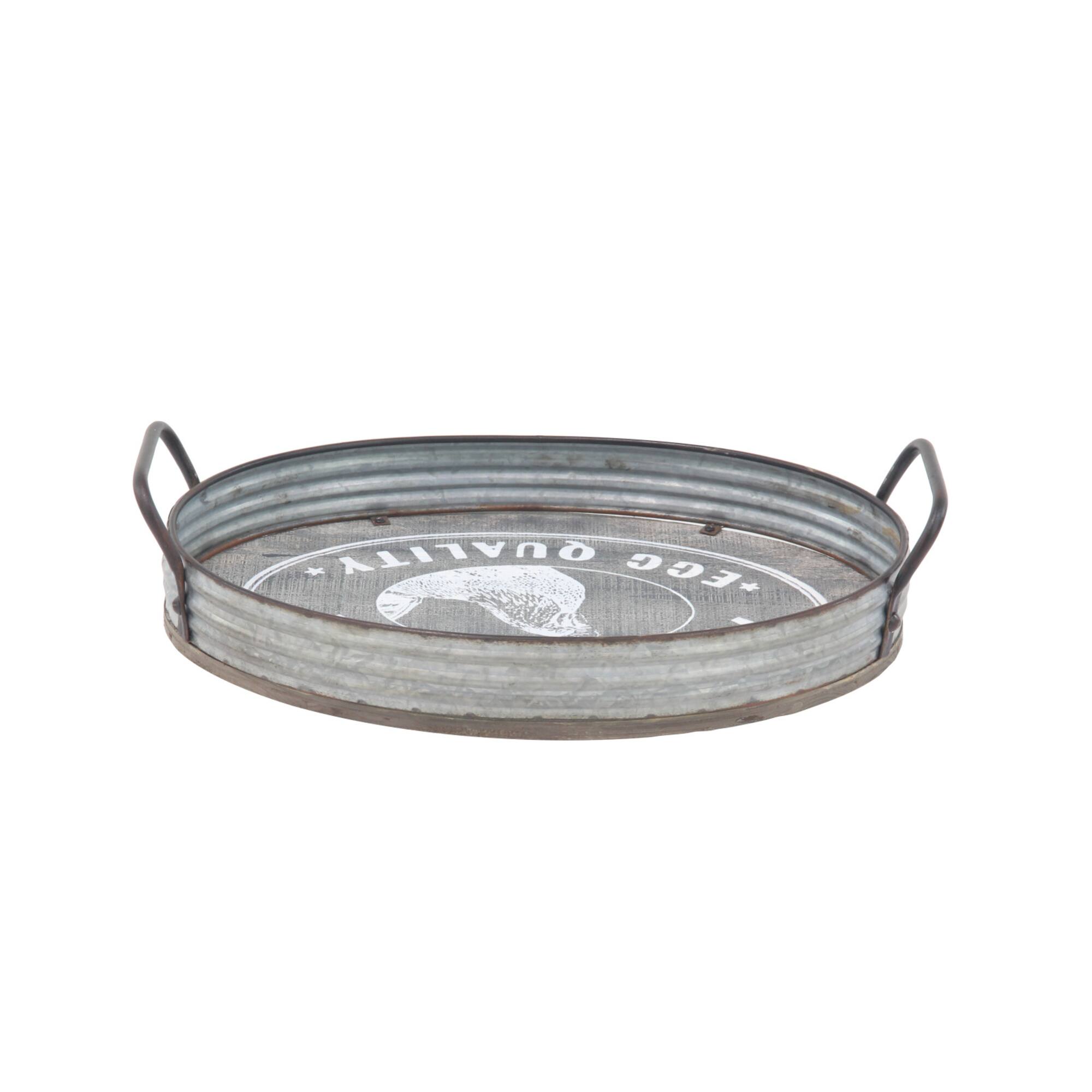 Gray Metal Farmhouse Tray Set